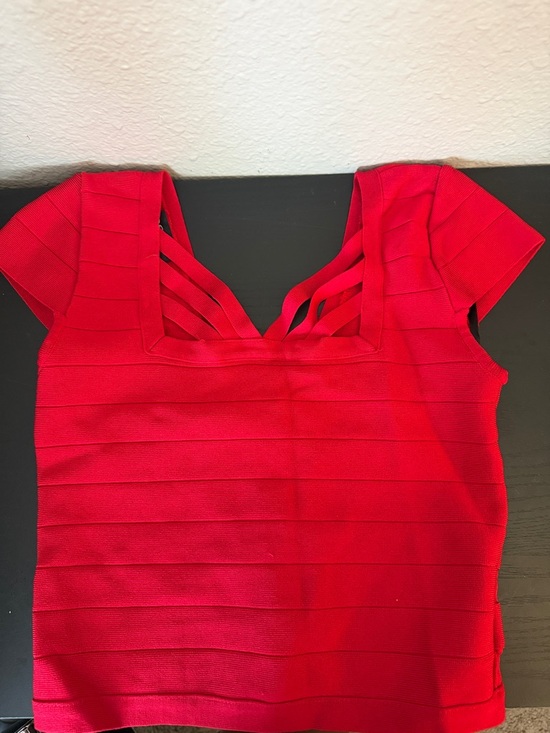 bebe Tops - bebe Red Strappy Bandage Crop Top